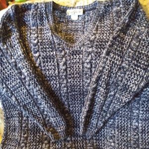 Awesome Dark Blue White mingle V-neck Sweater